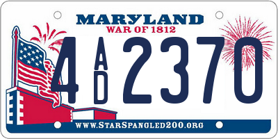 MD license plate 4AD2370