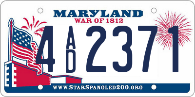 MD license plate 4AD2371