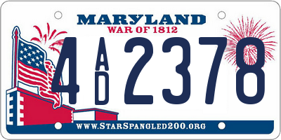 MD license plate 4AD2378