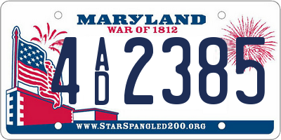 MD license plate 4AD2385