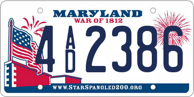 MD license plate 4AD2386