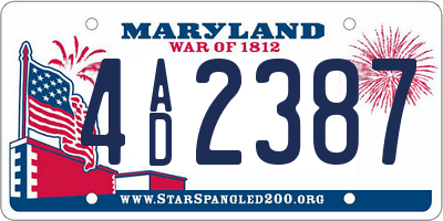 MD license plate 4AD2387