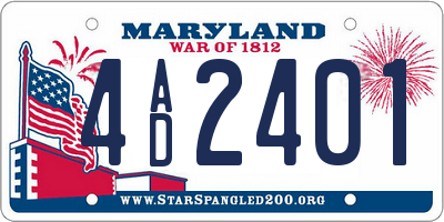 MD license plate 4AD2401