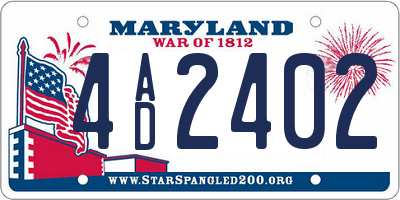 MD license plate 4AD2402