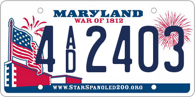 MD license plate 4AD2403