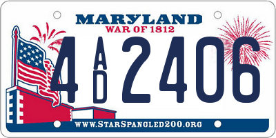 MD license plate 4AD2406