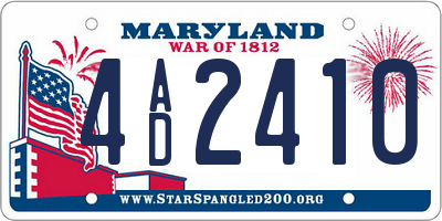 MD license plate 4AD2410