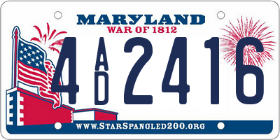 MD license plate 4AD2416