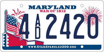 MD license plate 4AD2420