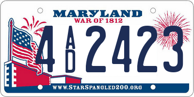 MD license plate 4AD2423