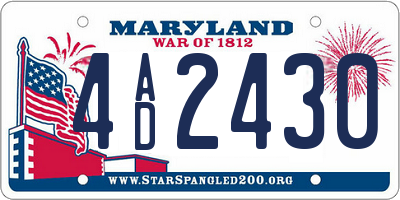 MD license plate 4AD2430