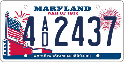 MD license plate 4AD2437