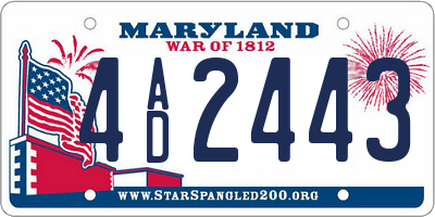 MD license plate 4AD2443