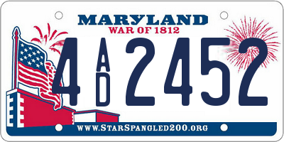 MD license plate 4AD2452