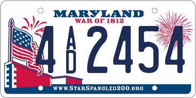 MD license plate 4AD2454