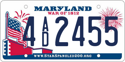MD license plate 4AD2455