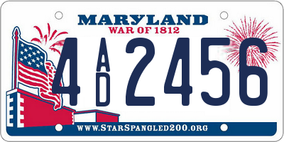 MD license plate 4AD2456