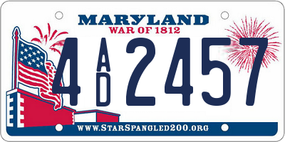 MD license plate 4AD2457