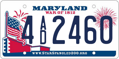 MD license plate 4AD2460