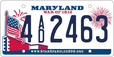 MD license plate 4AD2463