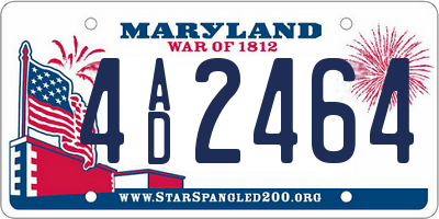 MD license plate 4AD2464