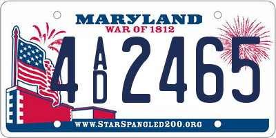 MD license plate 4AD2465