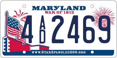 MD license plate 4AD2469