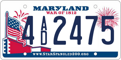 MD license plate 4AD2475