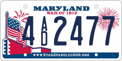 MD license plate 4AD2477
