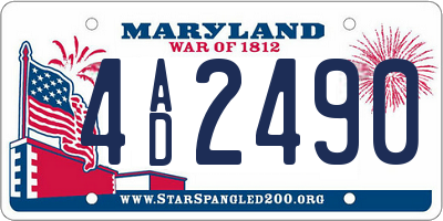 MD license plate 4AD2490