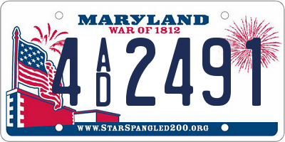 MD license plate 4AD2491