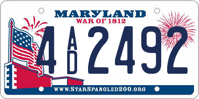 MD license plate 4AD2492