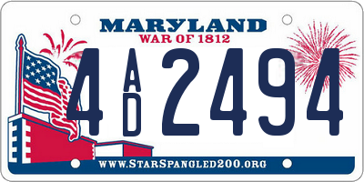 MD license plate 4AD2494