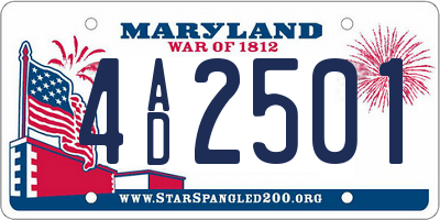 MD license plate 4AD2501