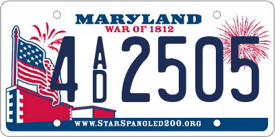MD license plate 4AD2505