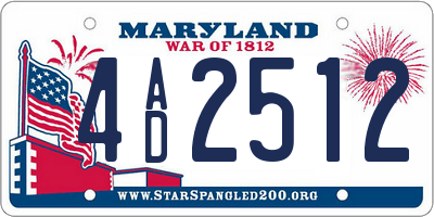 MD license plate 4AD2512