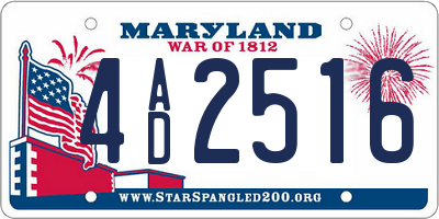 MD license plate 4AD2516