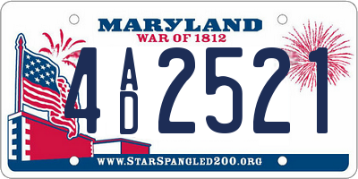 MD license plate 4AD2521