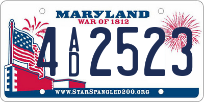 MD license plate 4AD2523