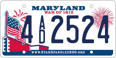 MD license plate 4AD2524