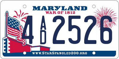 MD license plate 4AD2526