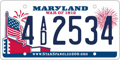 MD license plate 4AD2534