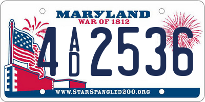 MD license plate 4AD2536