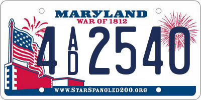 MD license plate 4AD2540