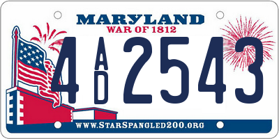 MD license plate 4AD2543