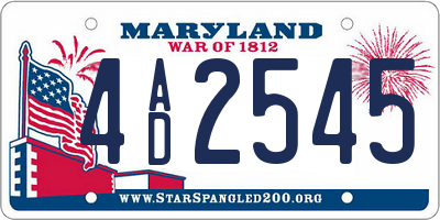 MD license plate 4AD2545