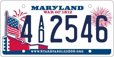 MD license plate 4AD2546