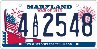 MD license plate 4AD2548