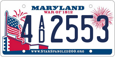 MD license plate 4AD2553