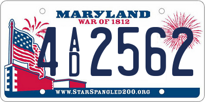 MD license plate 4AD2562